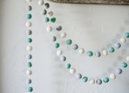 Turquoise Gradient Felt Ball Garland