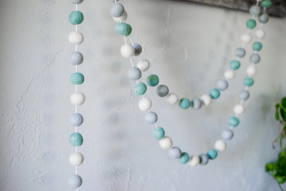 Turquoise Gradient Felt Ball Garland