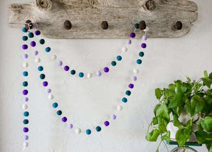 Purples & Blues Felt Ball Garland