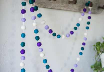 Purples & Blues Felt Ball Garland