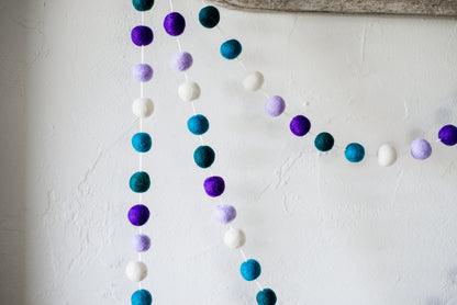 Purples & Blues Felt Ball Garland