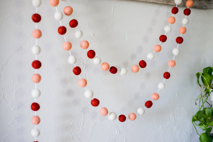 Rust Red Peach Gradient Felt Ball Garland