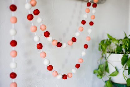 Rust Red Peach Gradient Felt Ball Garland