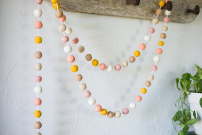 Soft Pinks & Gold Felt Ball Garland