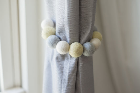 Soft Yellow and Gray Curtain Ties