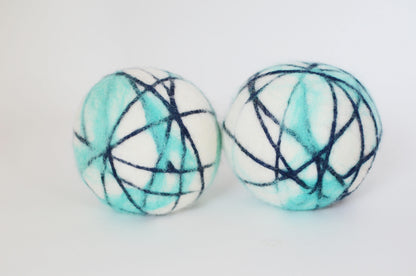 Turquoise Stripe Dryer Balls - Redheadnblue