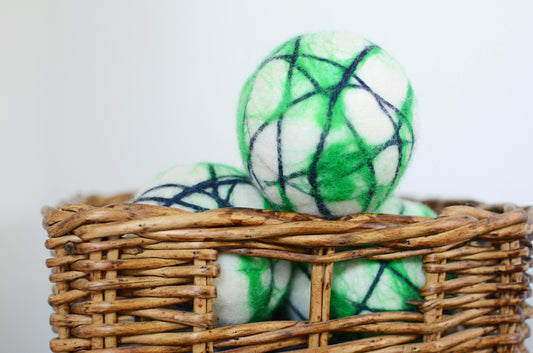 Green Stripe Dryer Balls - Redheadnblue