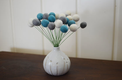 Dutch Blue & Grey Felt Ball Bouquet - Redheadnblue