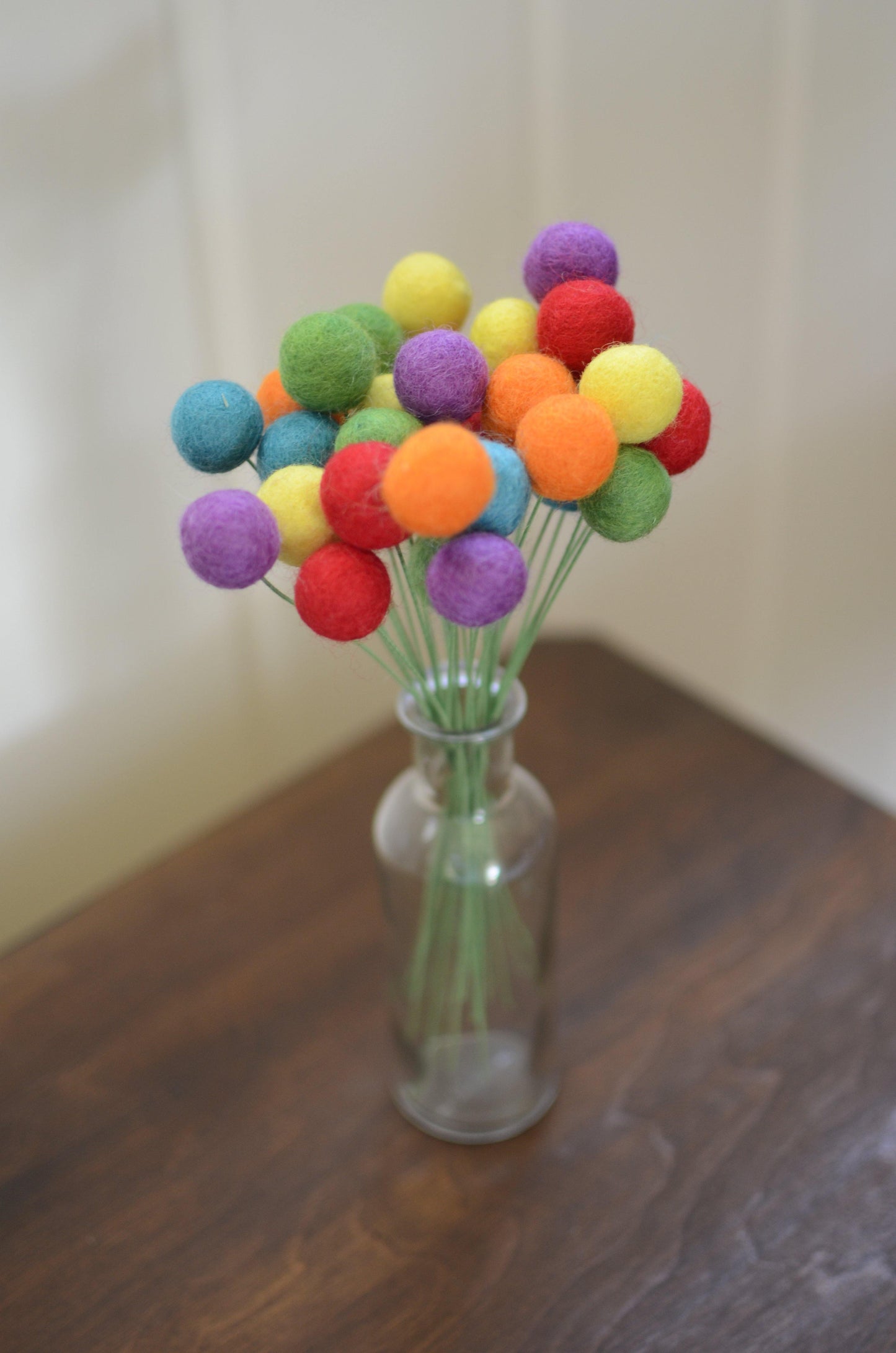 Traditional Rainbow Felt Ball Bouquet - Redheadnblue