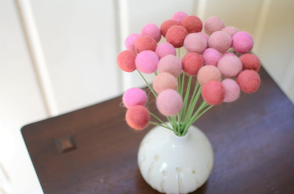 Shades of Pink Felt Ball Bouquet - Redheadnblue