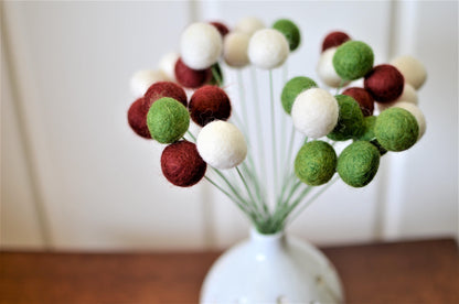 Deep Christmas Felt Ball Bouquet - Redheadnblue