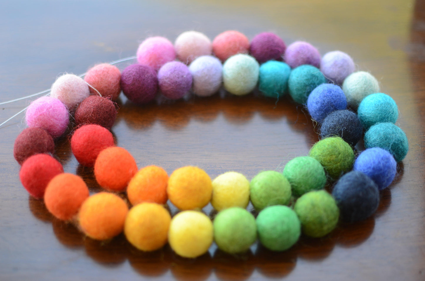 Rainbow Ombre Felt Ball Garland - Redheadnblue