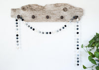 Black to White Ombre Felt Ball Garland - Redheadnblue