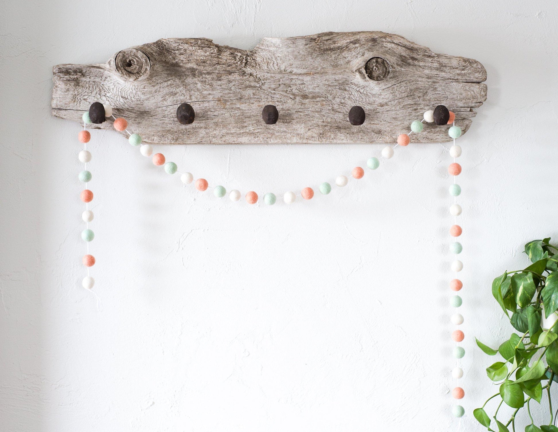 Peach & Mint Felt Ball Garland - Redheadnblue