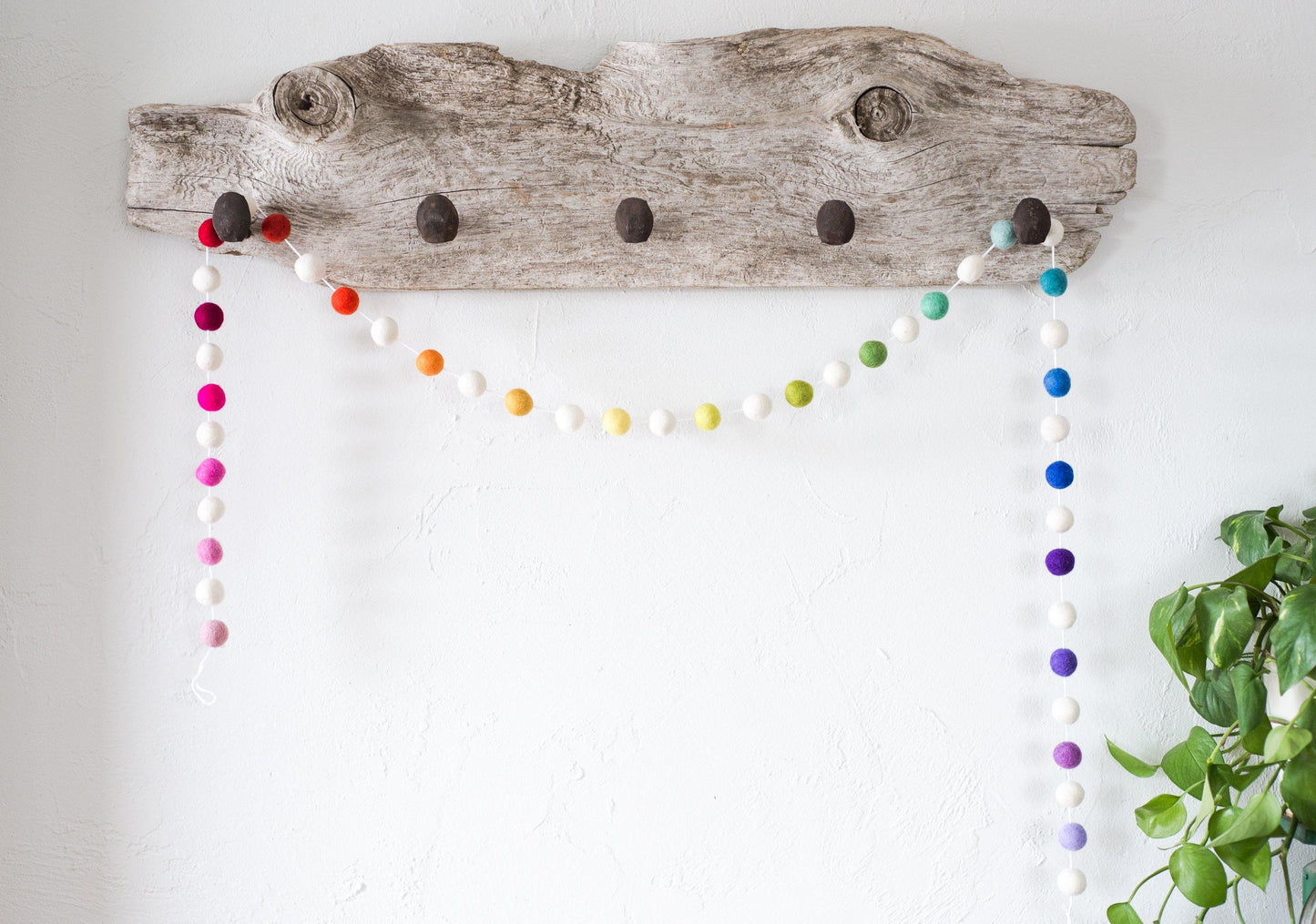 Mod Rainbow Ombre Felt Ball Garland - Redheadnblue