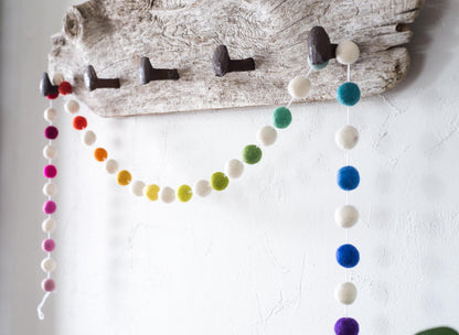Mod Rainbow Ombre Felt Ball Garland - Redheadnblue