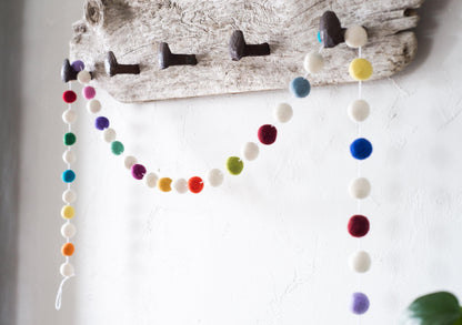 Random Mod Rainbow Felt Ball Garland - Redheadnblue