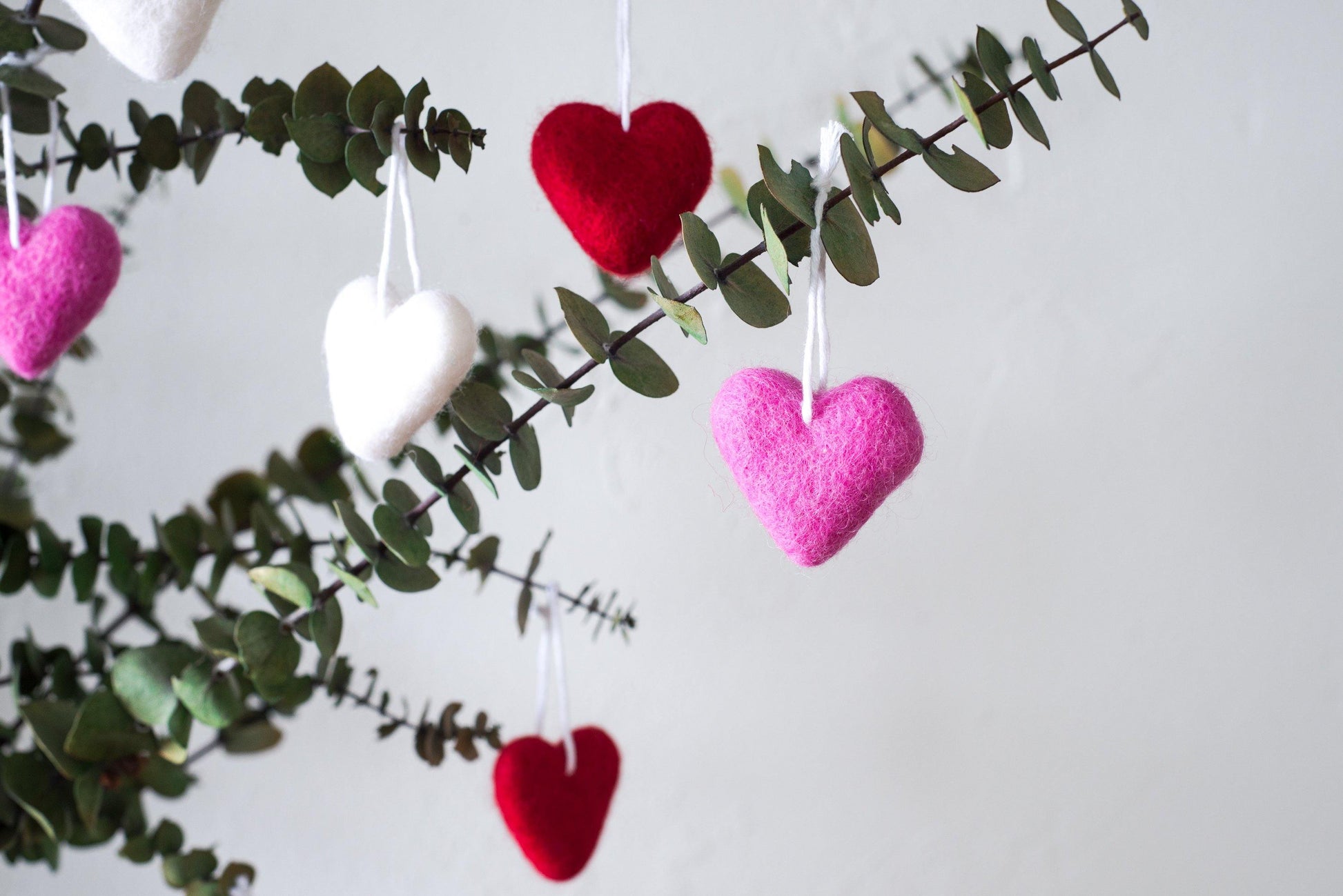 Felt Heart Ornaments - Redheadnblue