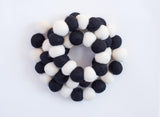 Black & White Felt Ball Garland - Redheadnblue