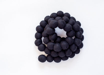 All Black Felt Ball Garland - Redheadnblue
