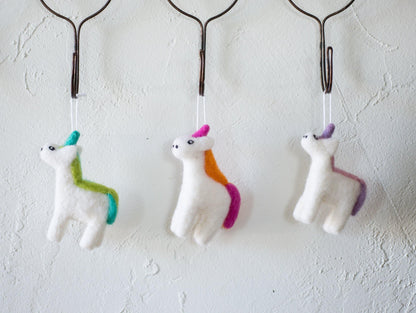 Felted Unicorn Ornaments - Redheadnblue
