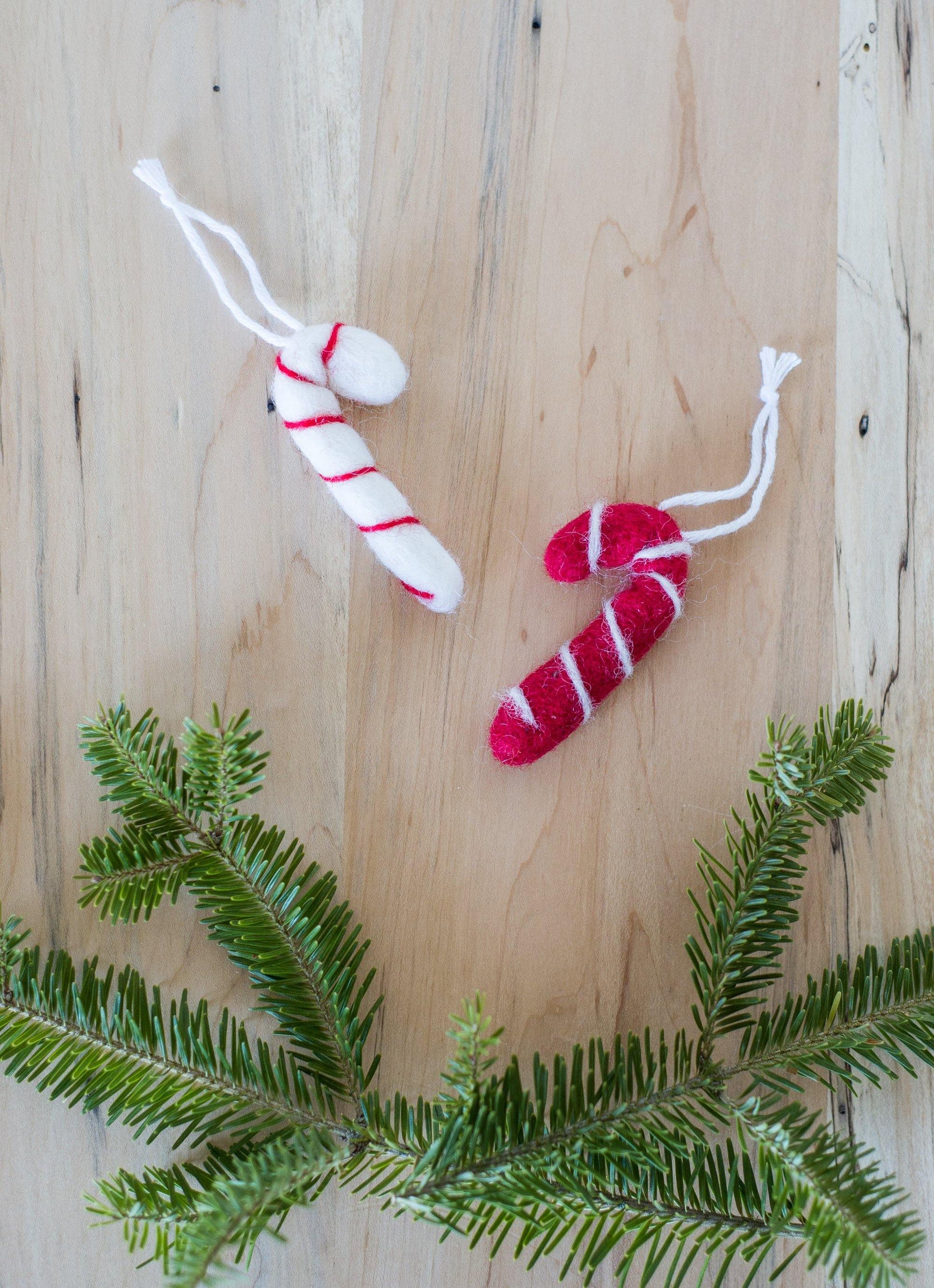 Candy Cane Felted Ornaments - Redheadnblue