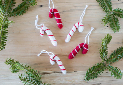 Candy Cane Felted Ornaments - Redheadnblue