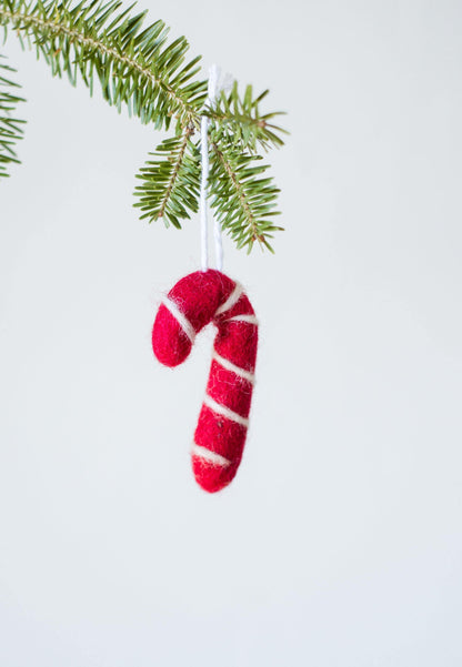 Candy Cane Felted Ornaments - Redheadnblue