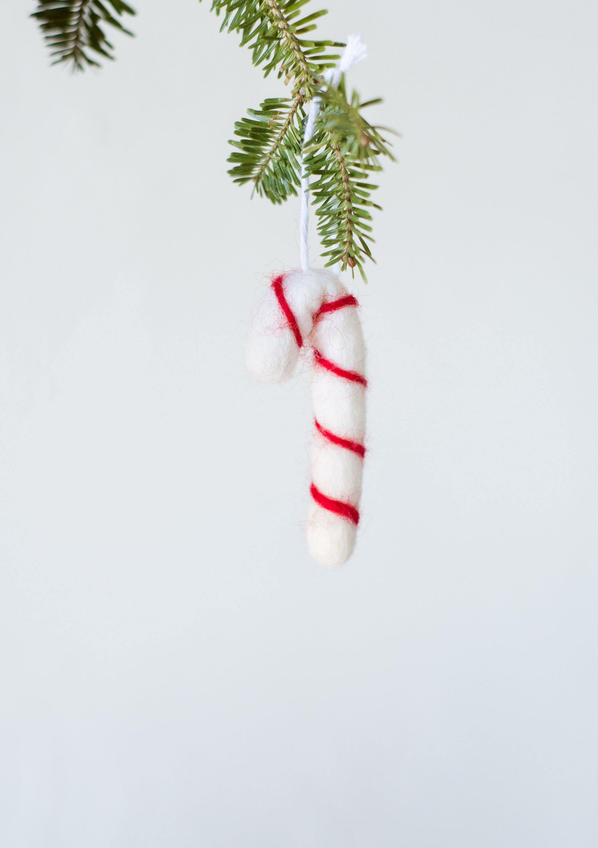 Candy Cane Felted Ornaments - Redheadnblue