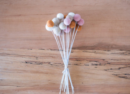 Sienna Boho Felt Ball Bouquet - Redheadnblue