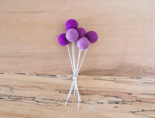 Shades of Purple Felt Ball Bouquet - Redheadnblue