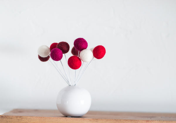 Shades of Red Felt Ball Bouquet