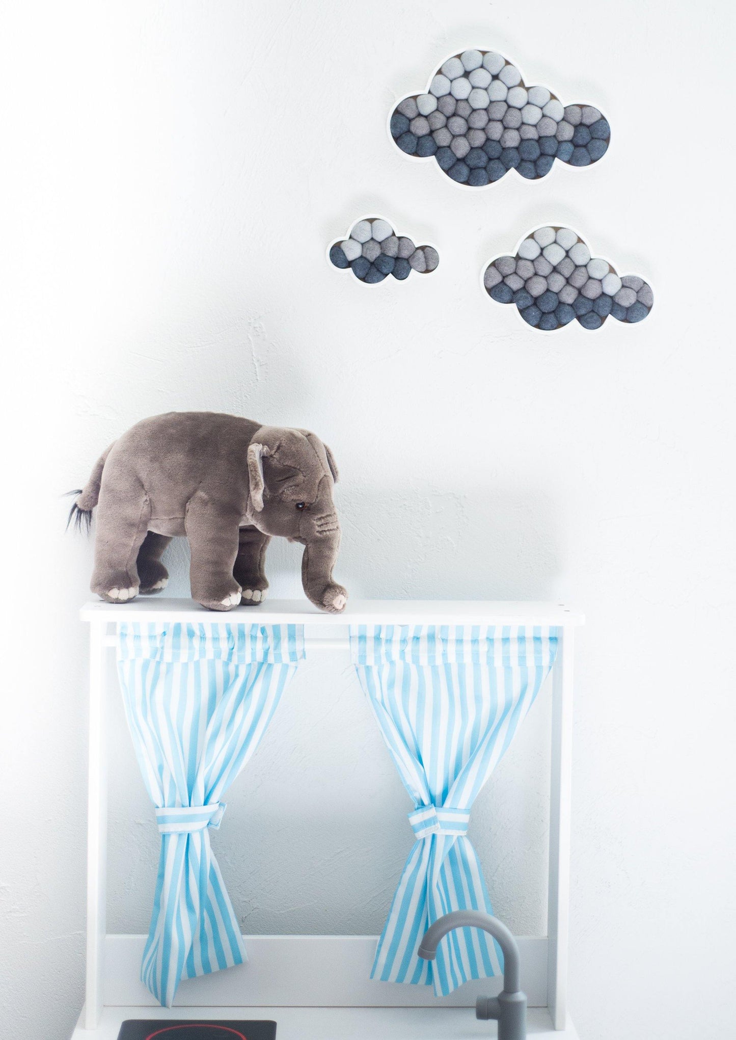 Shades of Gray Storm Felt Ball Clouds - Redheadnblue