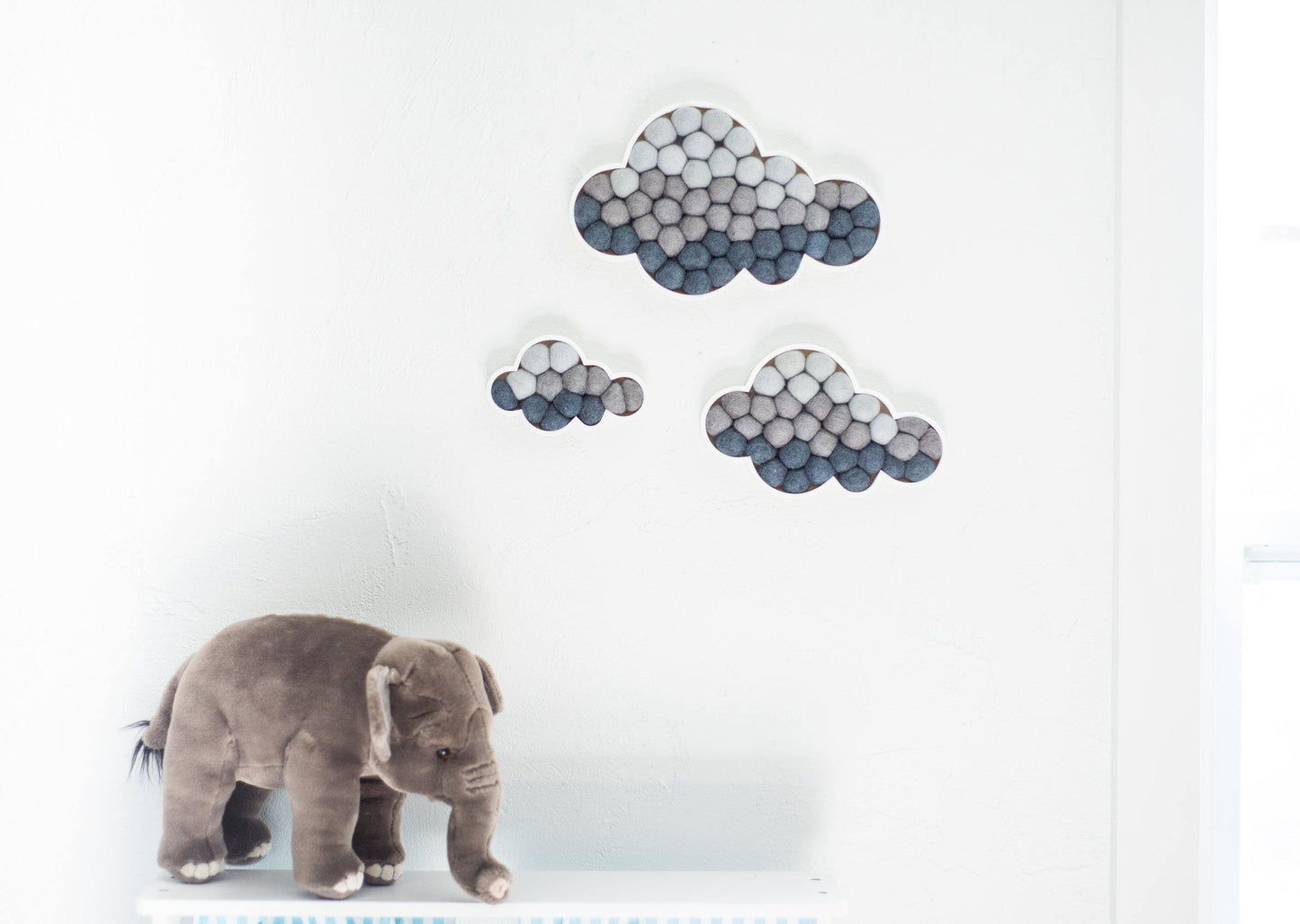 Shades of Gray Storm Felt Ball Clouds - Redheadnblue