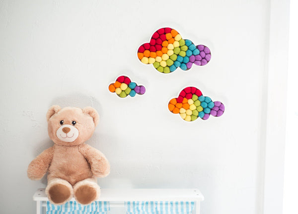 Rainbow Felt Ball Clouds - Redheadnblue