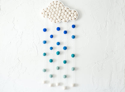 Felt Ball Blue Ombre Rain Cloud - Redheadnblue