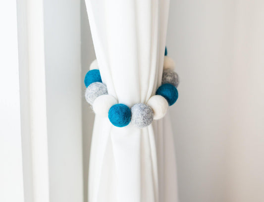 Teal & Neutrals Curtain Ties - Redheadnblue