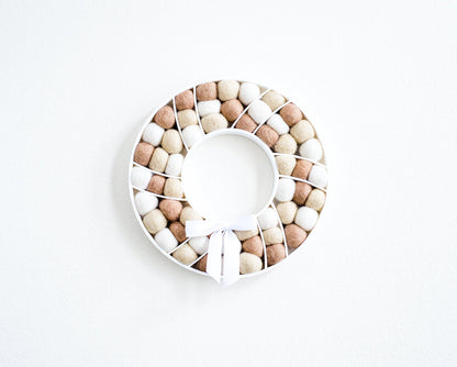 Neutrals Felt Ball Wreath - Redheadnblue