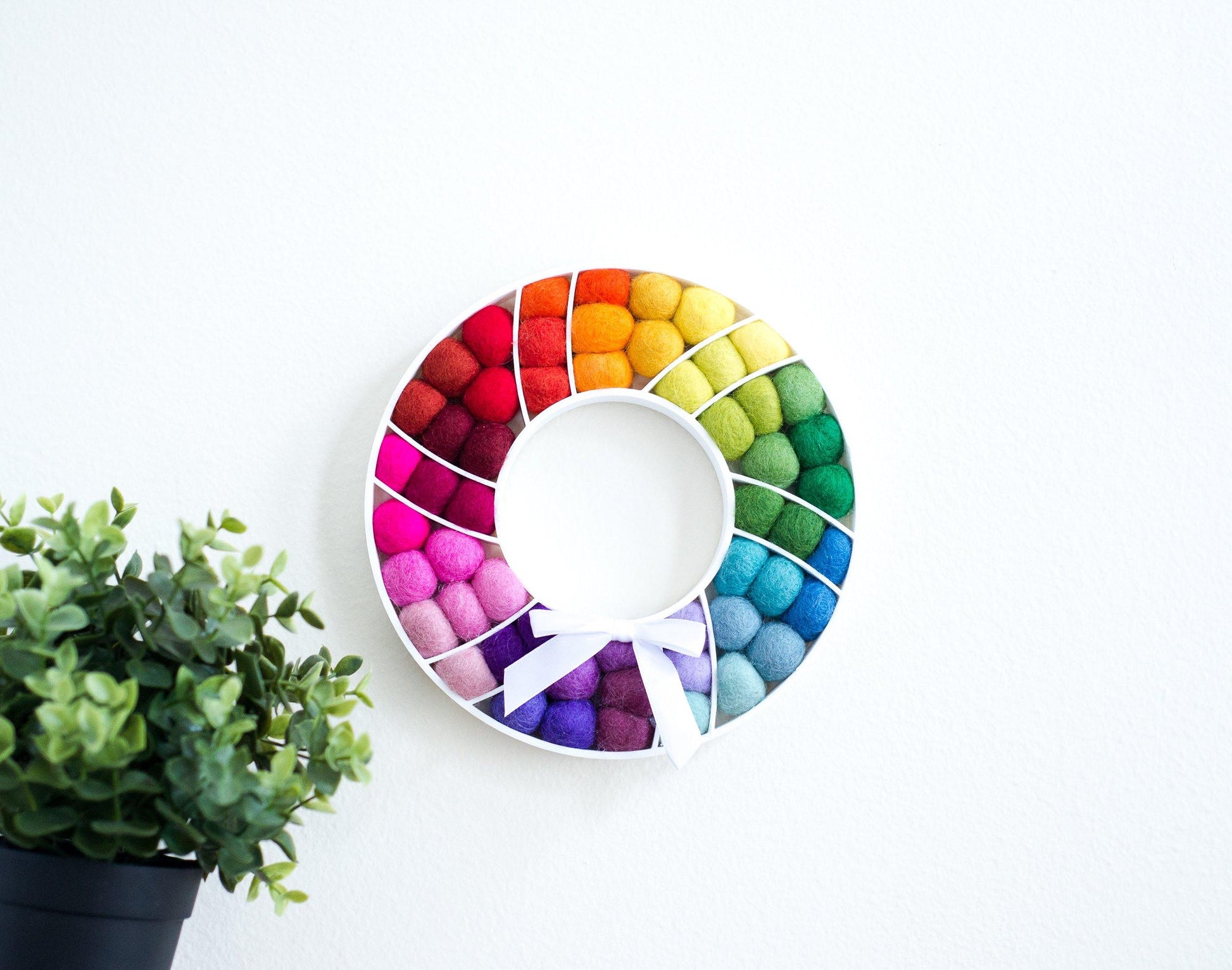 Rainbow Felt Ball Wreath - Redheadnblue