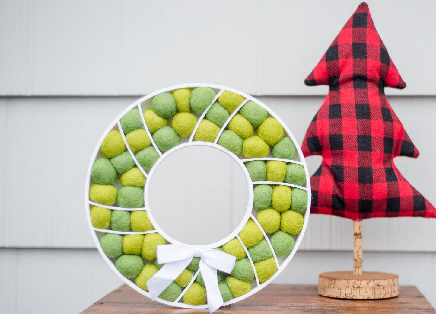 Shades of Green Felt Ball Wreath - Redheadnblue