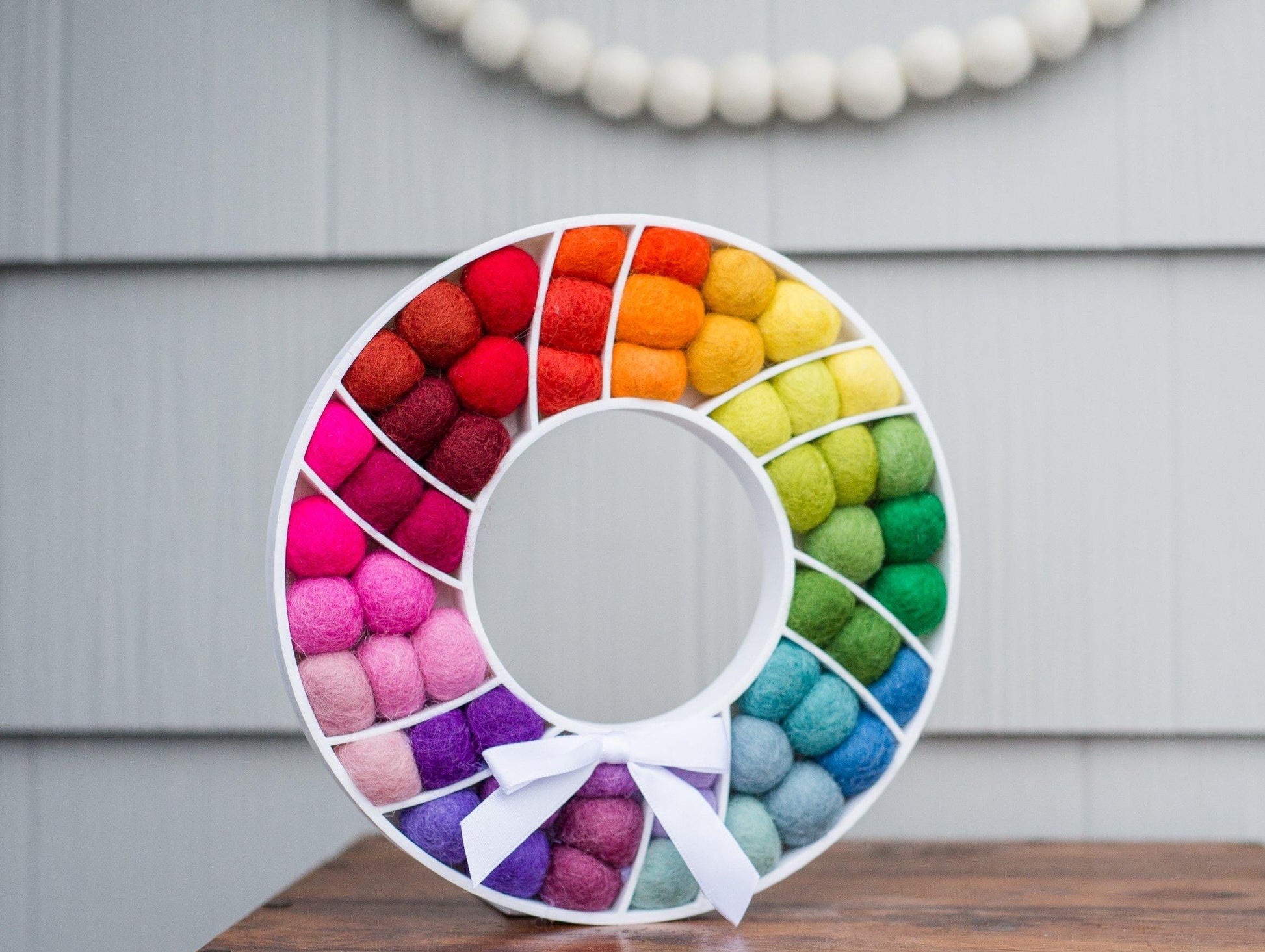 Rainbow Felt Ball Wreath - Redheadnblue