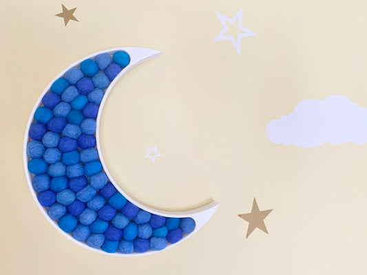 Shades of Blue Felt Ball Crescent Moon