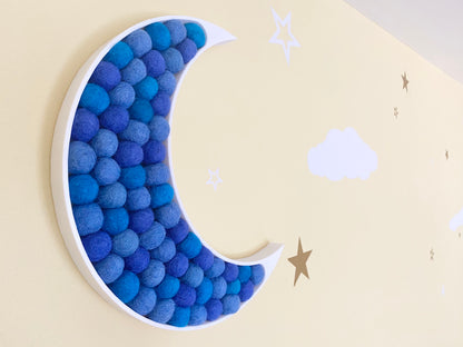 Shades of Blue Felt Ball Crescent Moon