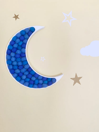 Shades of Blue Felt Ball Crescent Moon