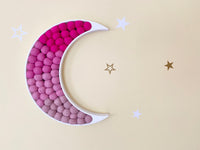 Pink Ombre Felt Ball Crescent Moon