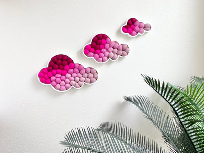 Pink Gradient Felt Ball Clouds