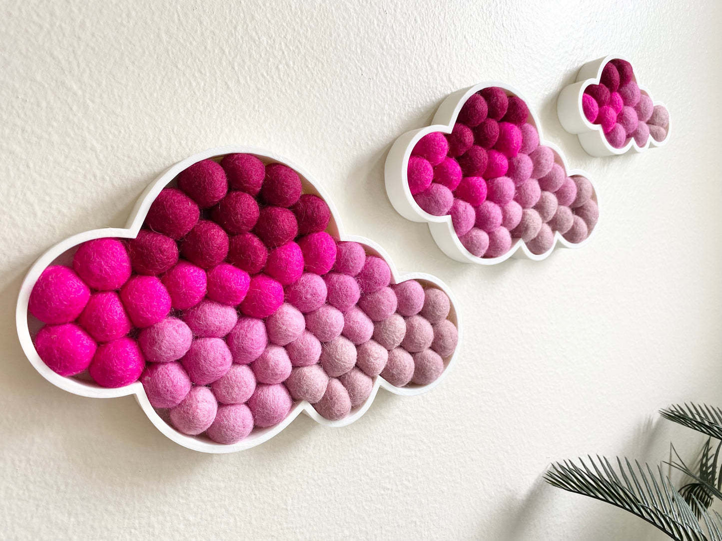 Pink Gradient Felt Ball Clouds