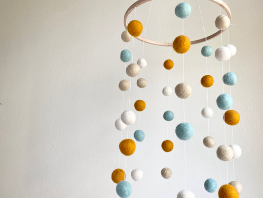 Cider & Baby Blue Felt Ceiling Mobile