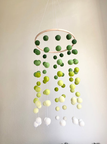 Green Gradient Felt Ball Ceiling Mobile