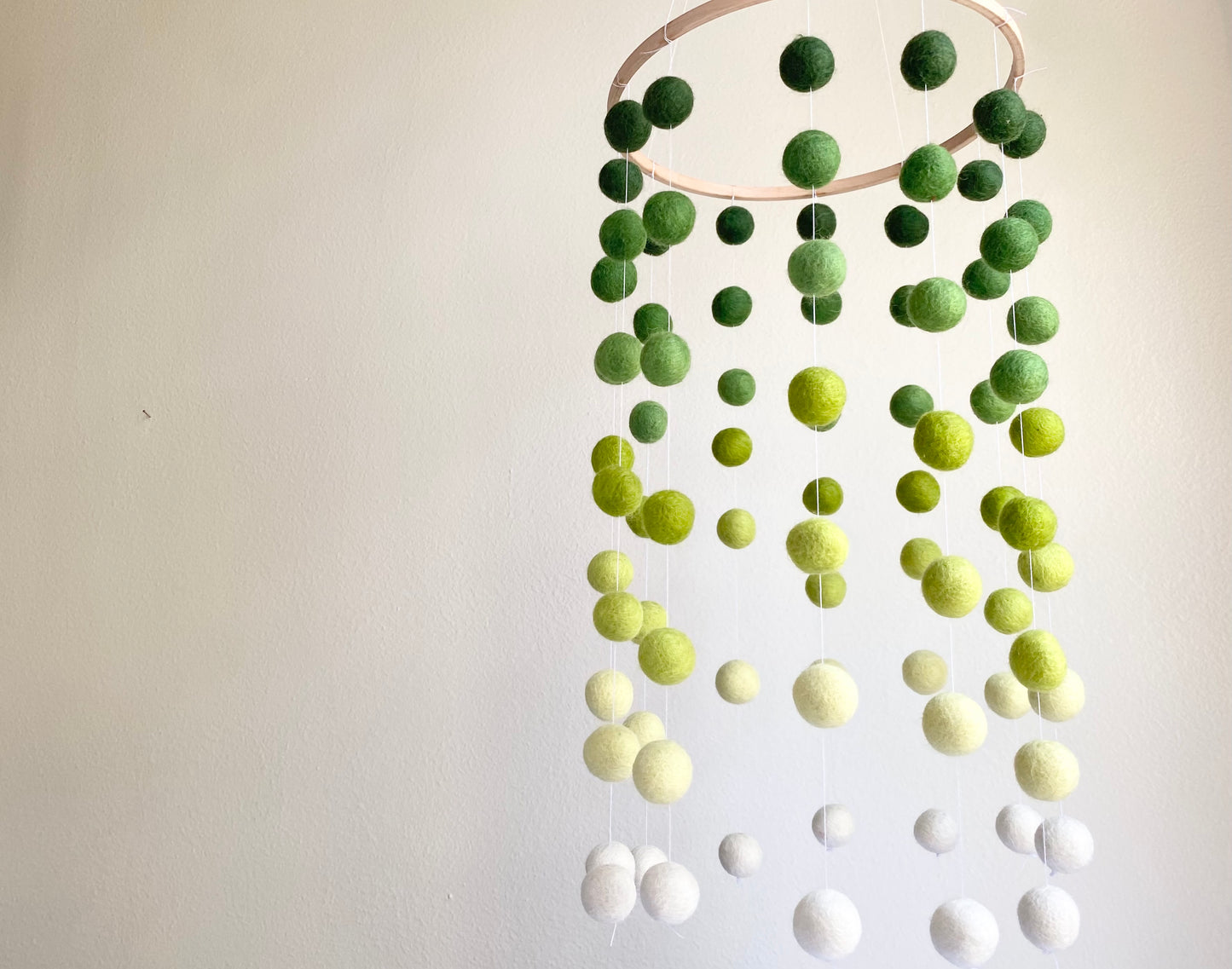 Green Gradient Felt Ball Ceiling Mobile